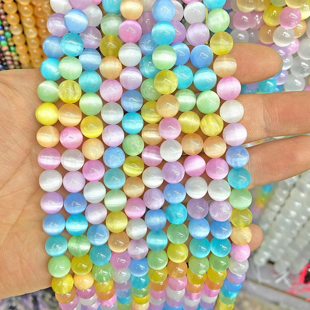 160PCS 4MM Colorful Selenite Gypsum Stone Crystal Beads for Jewelry Making DIY Bracelet 2 Strands