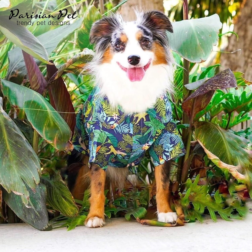 Parisian Pet Amazonia Dog Shirt - Cotton Clothes for Medium Dogs - Stylish Tropical Dog Outfit - Lightweight and Soft Puppy Clothes - Trendy Tshirts for Dogs - Comfortable Summer Pet Apparel