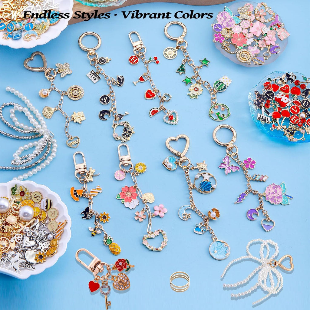 Wurosi 544Pcs Bag Charm Kit, Charms Lip Gloss Keychain Making Kit