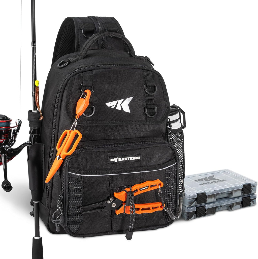KastKing BaitSpace Fishing Sling Bag, Fishing Backpack with Rod Holder