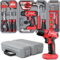 Hi-Spec 8V USB Cordless Drill Driver Home Tool Kit for Home DIY, Red