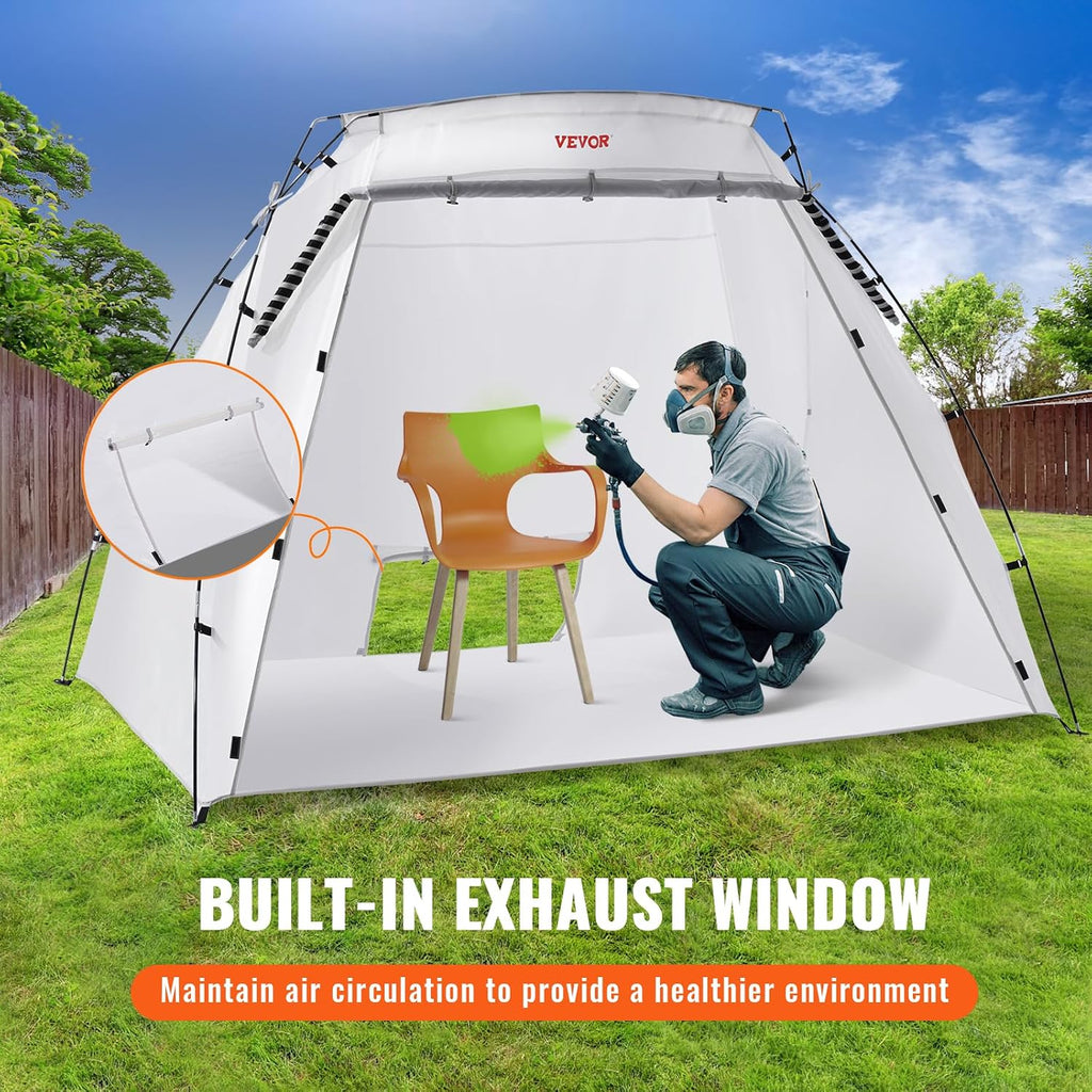 VEVOR Portable Paint Booth, Larger Spray Paint Tent with Built-in Floor & Mesh Screen & Windproof Hooks, Painting Tent Station for Furniture DIY Hobby Tool, 7.5x5.2x5.2ft Spray Paint Shelter