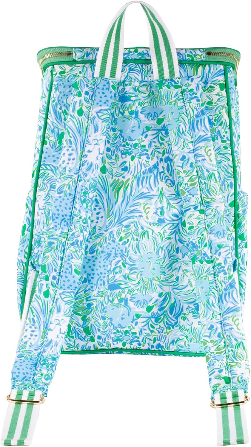 Lilly Pulitzer Insulated Backpack Cooler Large Capacity, Green Portable Soft Cooler Bag for Picnics, Beach, Pool, Hiking, Dandy Lions
