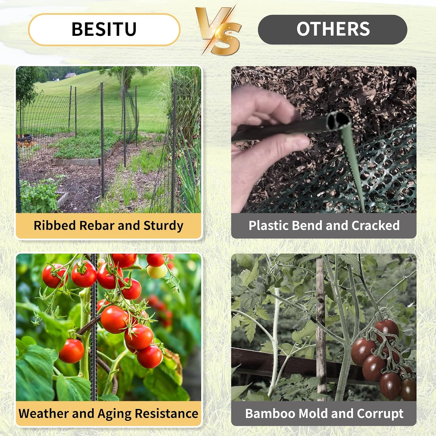 Besitu Rebar Stakes 36 inches 16-Pack Concrete Form Stakes Straight 3/8" Diameter Rebar Ground Metal Stakes for Landscaping, Securing Fence, Garden Plants Support, Survey Markers and Securing Trees