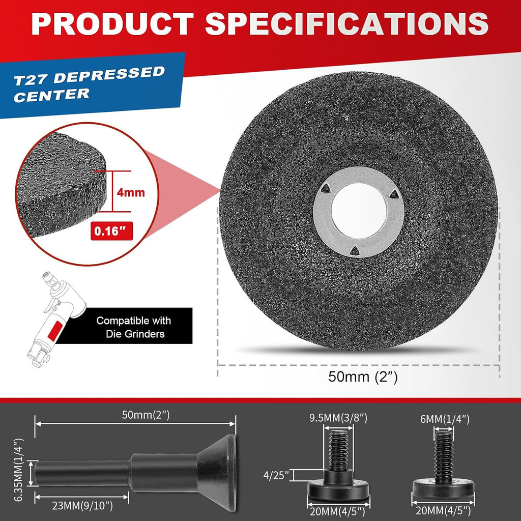 SI FANG 2 inch Die Grinder Grinding Wheels with 1/4" Mandrel 16 Pack