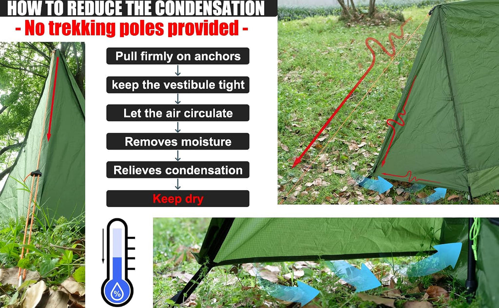 2 Person Trekking Pole Tent, Ultralight Camping Backpacking Tent (NO Poles)