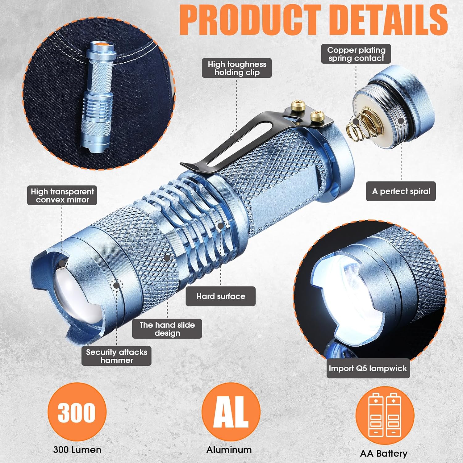 Fumete 20 Pack Mini LED Tactical Flashlights