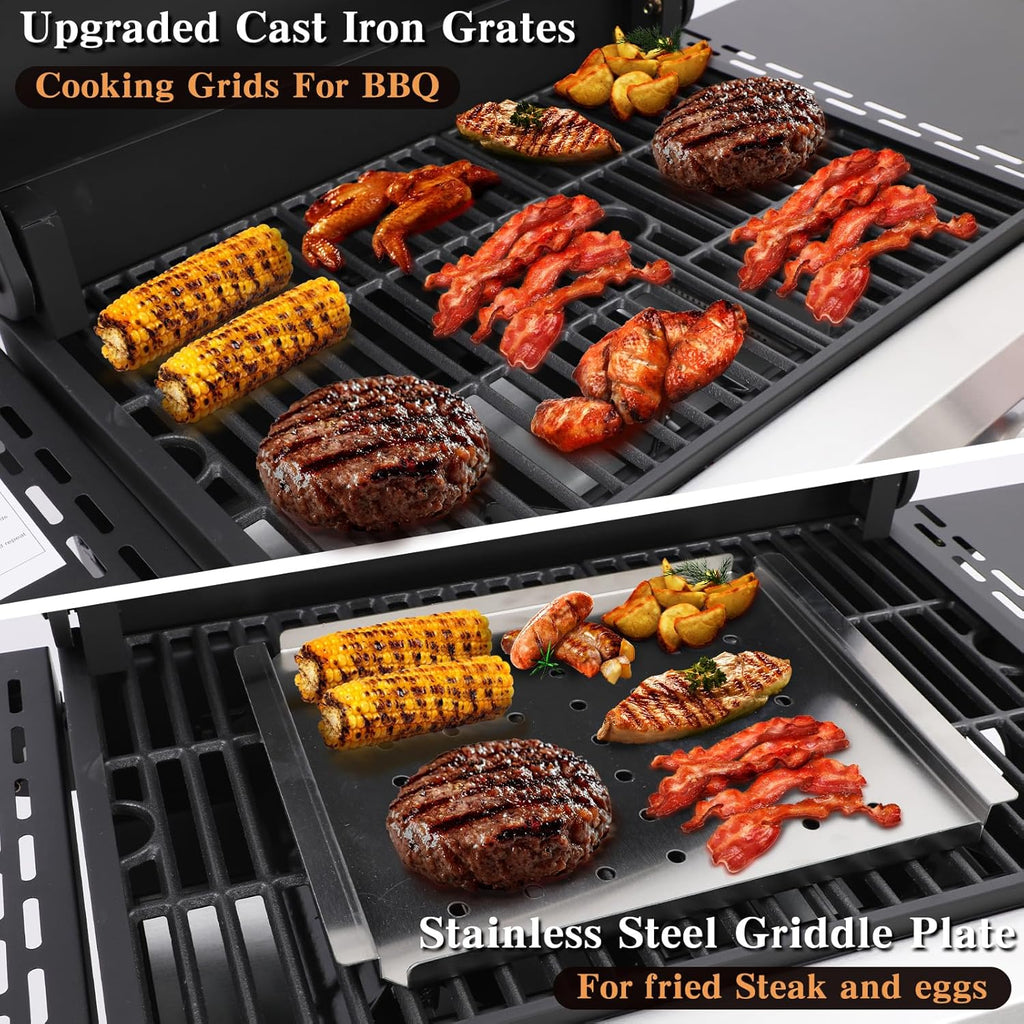 CIG GARDEN 3-Burner Propane Gas Grill 31,500 BTU with Folding Side Tables