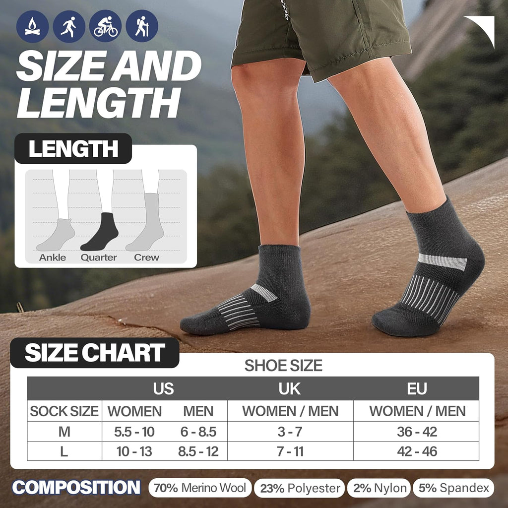 Anlisim Merino Wool Ankle Running Hiking Socks for Women and Men