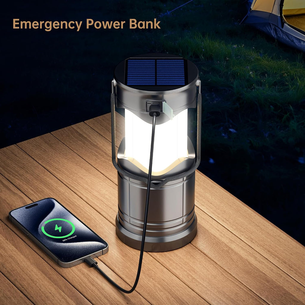 Lichamp 1-Pack Solar Camping Lantern, USB Rechargeable LED Lanterns