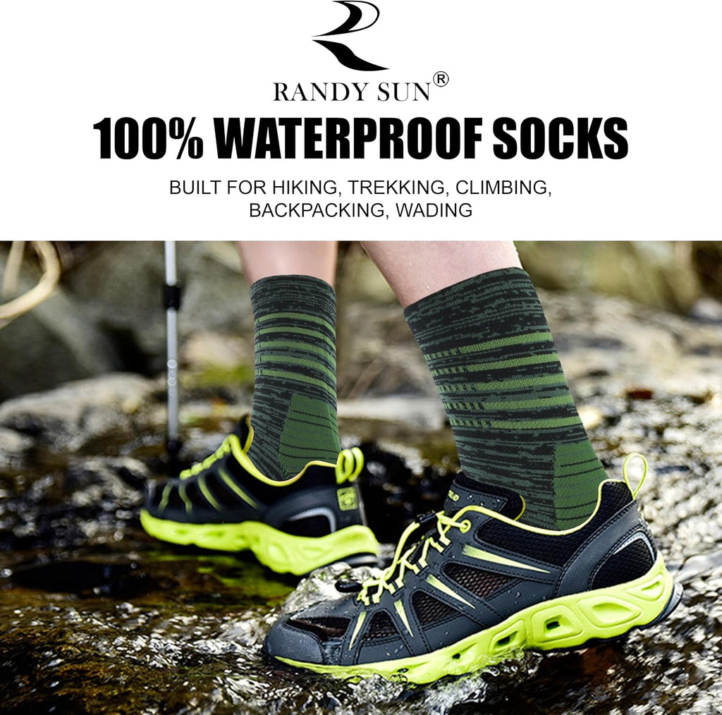 RANDY SUN Waterproof Socks, Unisex Hiking Wading Trail Running Kayaking Crew Socks