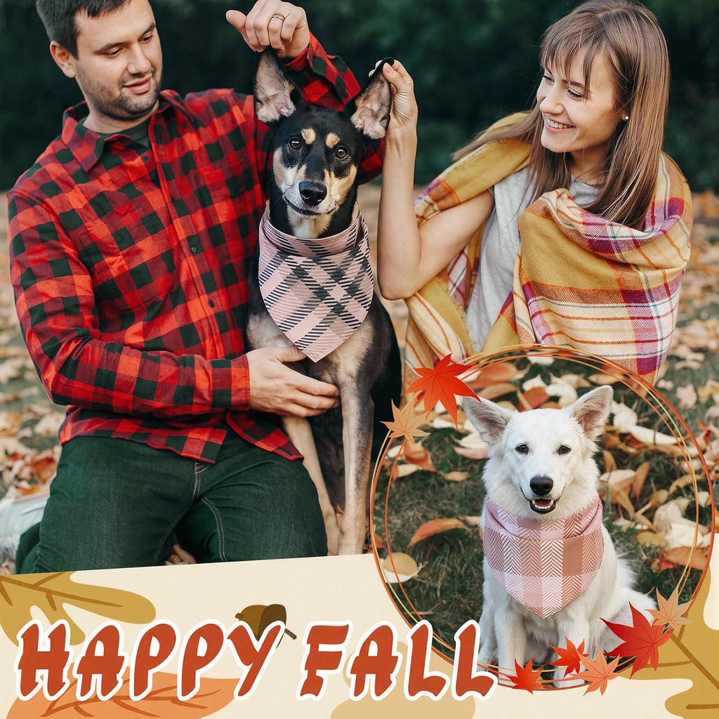 Huhumy 100 Pcs Fall Dog Bandanas Bulk Plaid Bandanas for Fall Dog Costume