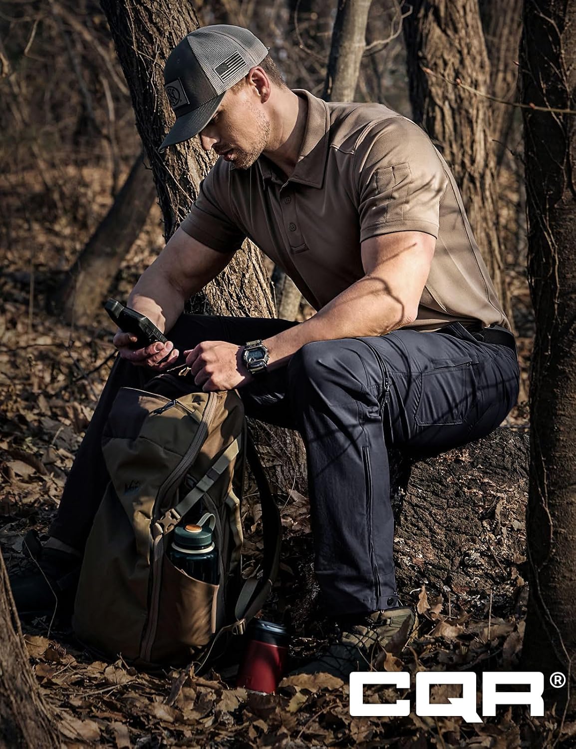 CQR Men's Convertible Cargo Tactical Pants, Water Resistant Outdoor Hiking Pants, Zip Off Lightweight Stretch Work Pants