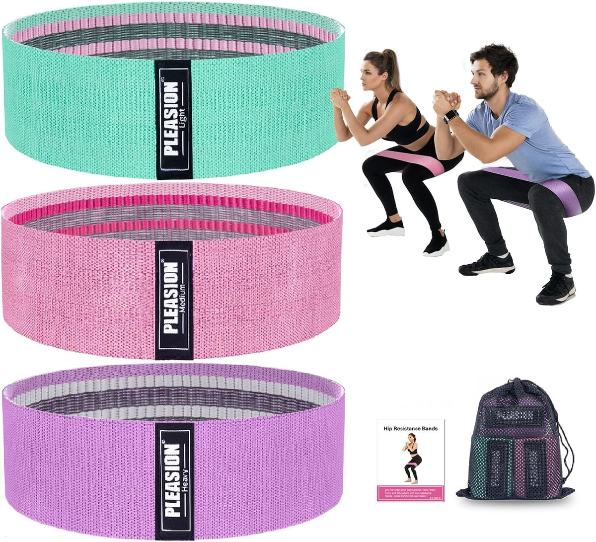 Fabric Resistance Bands for Working Out, 5 Levels Booty Bands for Women Men, Cloth Workout Bands Resistance Loop Exercise Bands for Legs Butt at Home Fitness, Yoga, Pilates