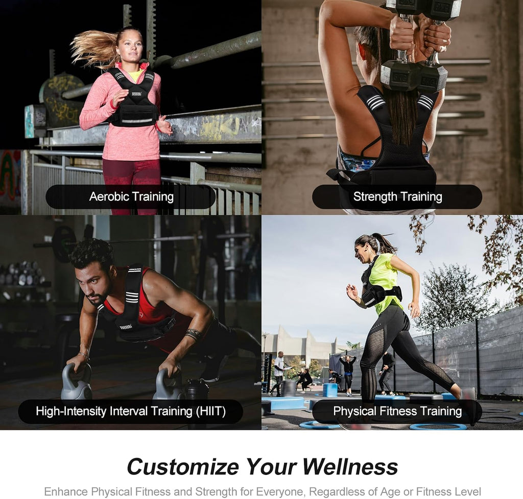 Feyachi Adjustable Weighted Vest, 3-32lb Vest with 6 Ironsand weights