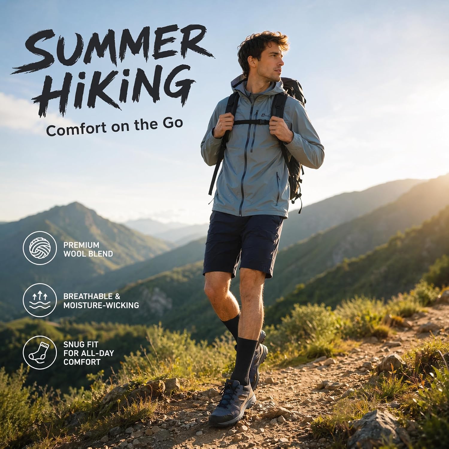 BONANGEL Thin Merino Wool Socks for Men, Lightweight Dress Hiking Socks