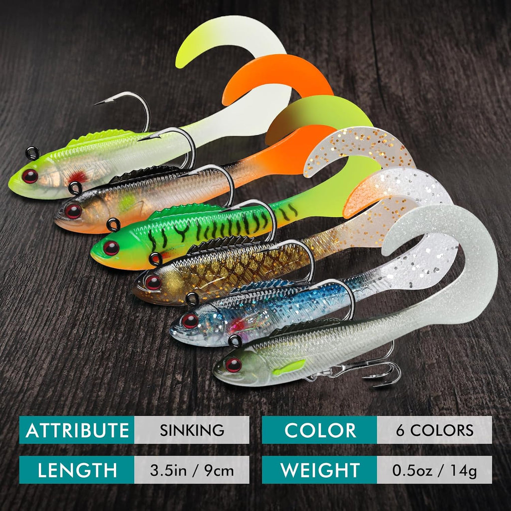 TRUSCEND Shadtale Easy Catch Soft Fishing Lures, Unique Vibration and Action for Various Rigs, Paddle Tail Swimbaits Trailer for Bass, Trout, Crappie, Walleye, Redfish, Saltwater & Freshwater Fishing