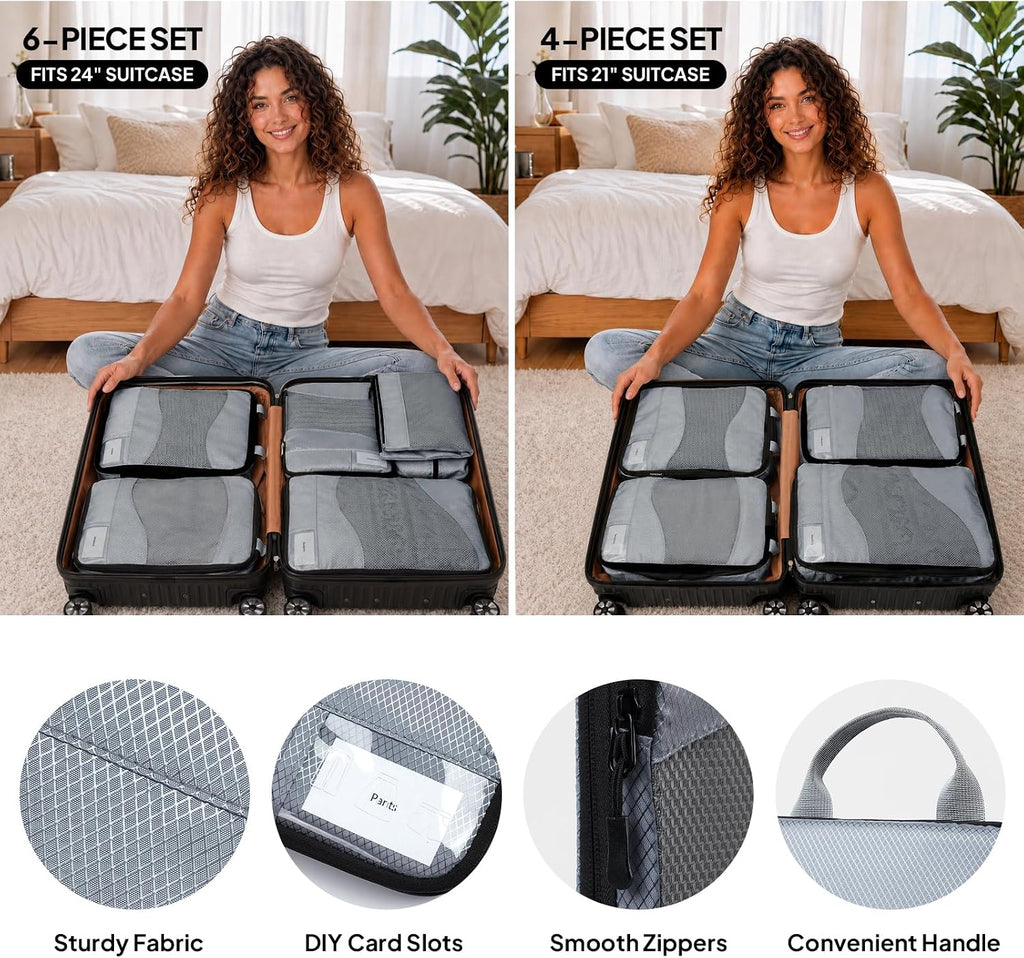 TOPEAST Compression Packing Cubes 4 Set Suitcase Organizer Bags for Travel