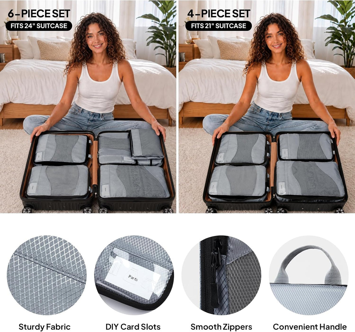 TOPEAST Compression Packing Cubes 4 Set Suitcase Organizer Bags for Travel