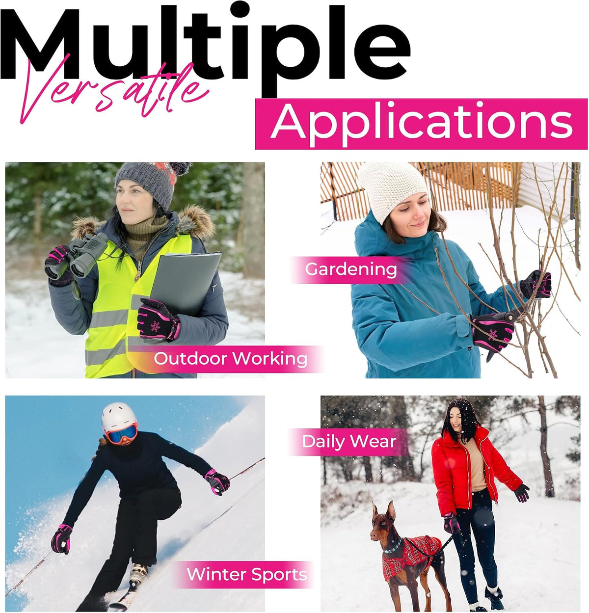 HANDLANDY Winter Work Gloves for Men Women, 3M Thinsulate Insulated Thermal Waterproof Skiing Hiking Cold Weather Gloves