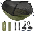 Lulladle Camping Hammock - 500lbs Capacity Portable Hammock with 2 Tree Straps and with Mosquito Net,Nylon Hanging Hammock Easy Setup and Pack for Outdoors Camping,Backpacking,Hiking - Double/Single