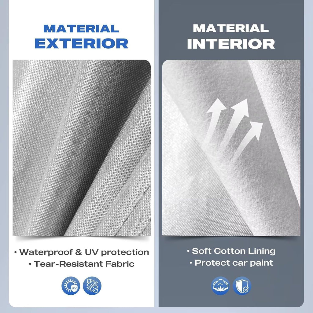 10 Layer SUV Car Cover Waterproof All Weather for Large SUV,100% Waterproof Outdoor Car Covers Rain Snow UV Dust Protection. Custom Fit for BMW X5, Toyota Highlander, Mercedes GLE,etc Silver