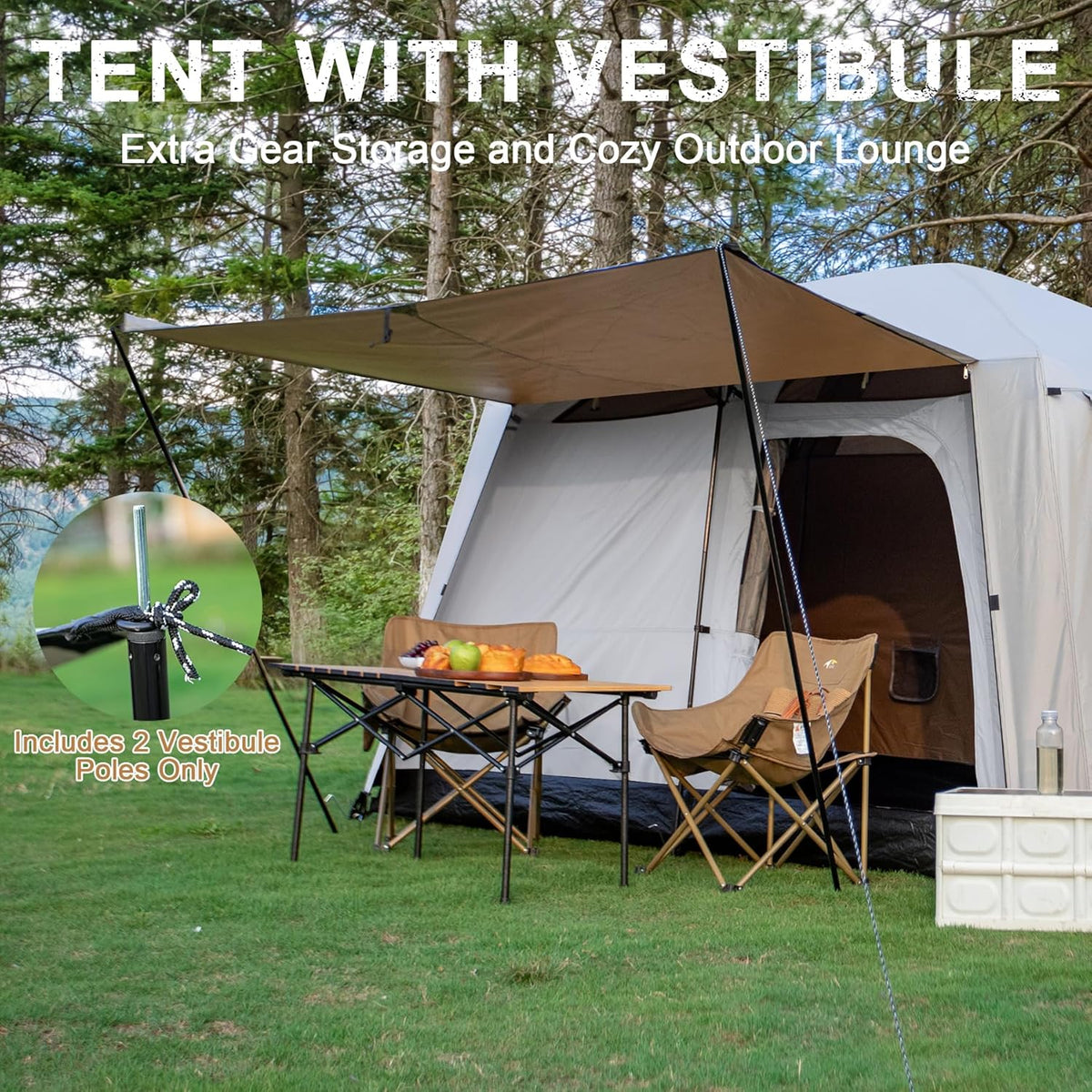 Castle Unicorn 4-6 Person Camping Tent, Large Family Cabin Tents with Porch & Rainfly, Double Layer Waterproof Glamping Tent with 2 Rooms 2 Doors, Portable Big Tents for Outdoor Camping Hiking Party