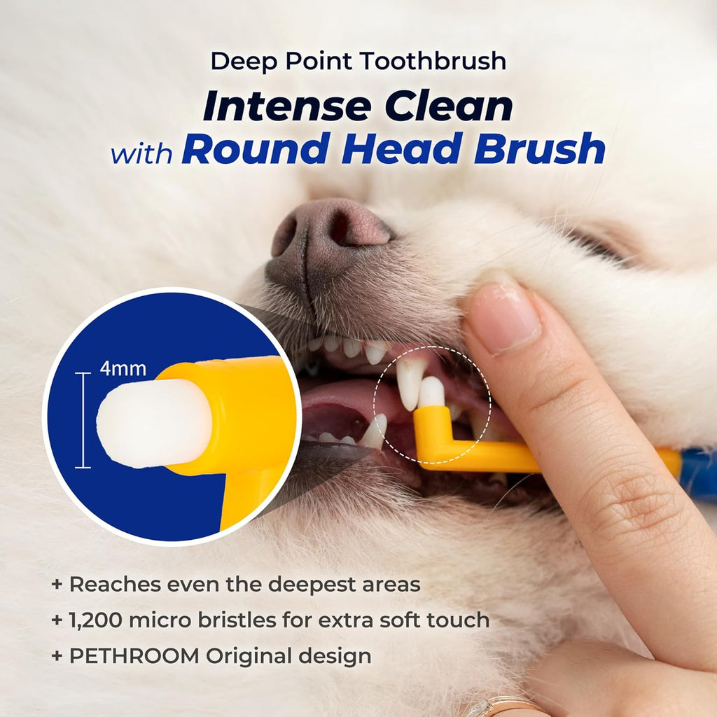 PETHROOM Pet Toothbrush for Cats & Dogs, 4mm Precision Head (Deep Point)
