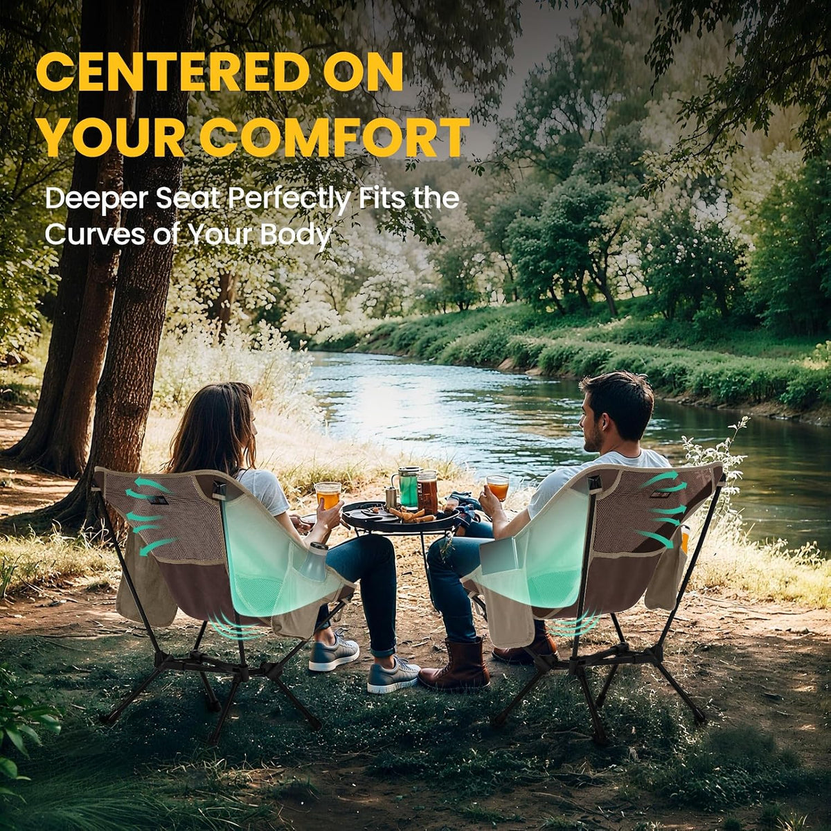 Overmont Ultralight Portable Camping Chair- Lightweight Folding Backpacking Chair, Support up to 330Lbs Compact Beach Chair for Adults with Carry Bag for Backpack Hiking Fishing Outdoor Camp 2pcs