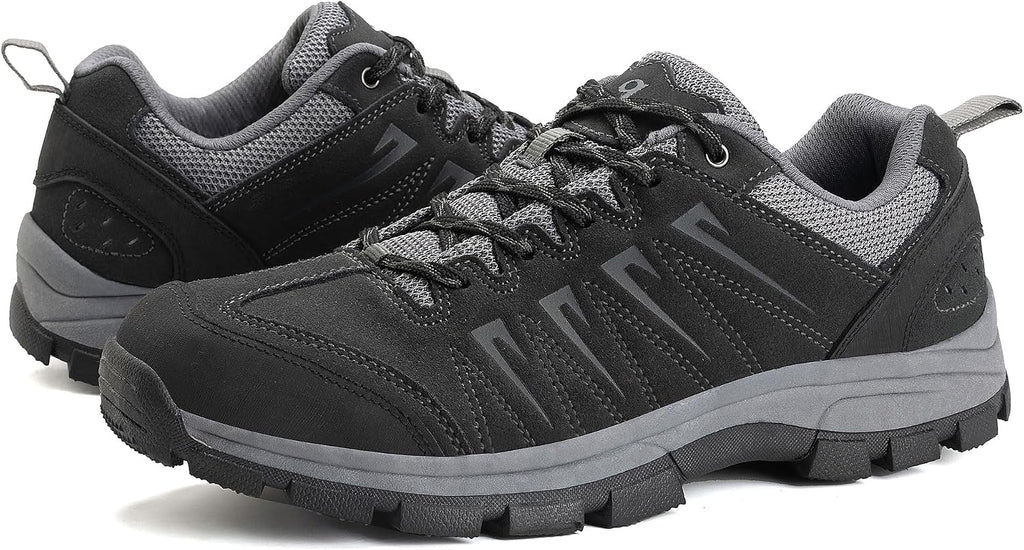 OL OUTJET LEGEND Men's Waterproof Hiking Shoes Leather Comfortable Lightweight Anti-Slip Outdoor Walking Work Sneakers