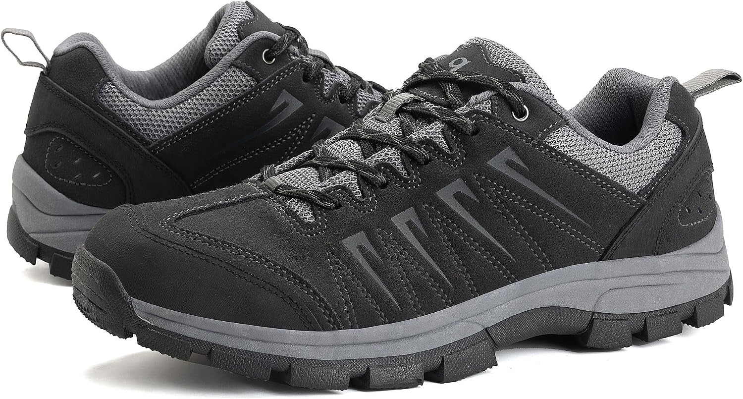 OL OUTJET LEGEND Men's Waterproof Hiking Shoes Leather Comfortable Lightweight Anti-Slip Outdoor Walking Work Sneakers