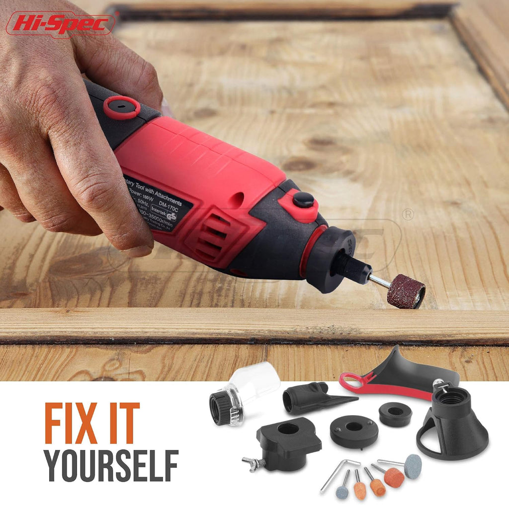 Hi-Spec Corded Rotary Tool Kit for Cutting, Grinding and Sanding with Bits