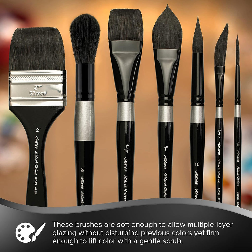 Silver Brush Limited Black Velvet Background Painting Watercolor Set, 3pc