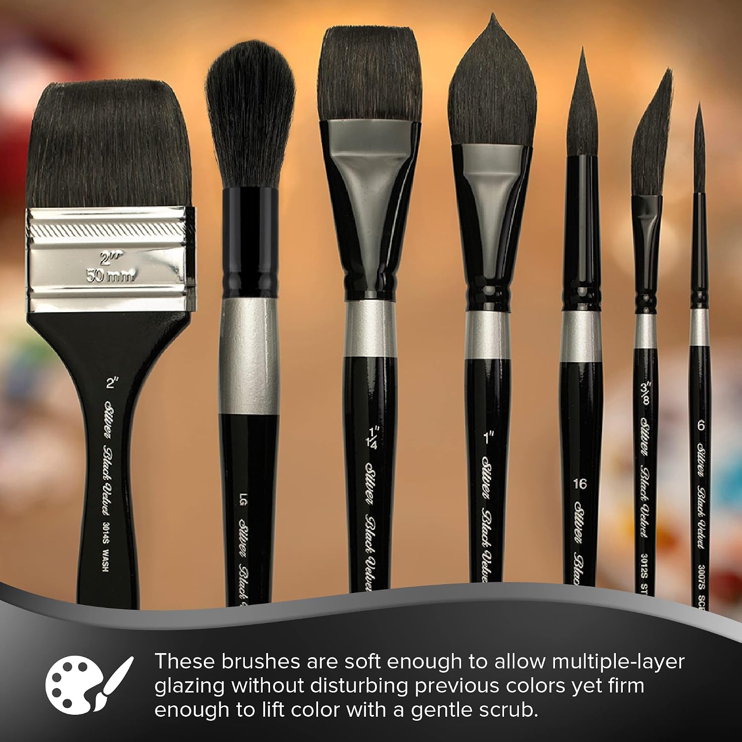Silver Brush Limited Black Velvet Background Painting Watercolor Set, 3pc
