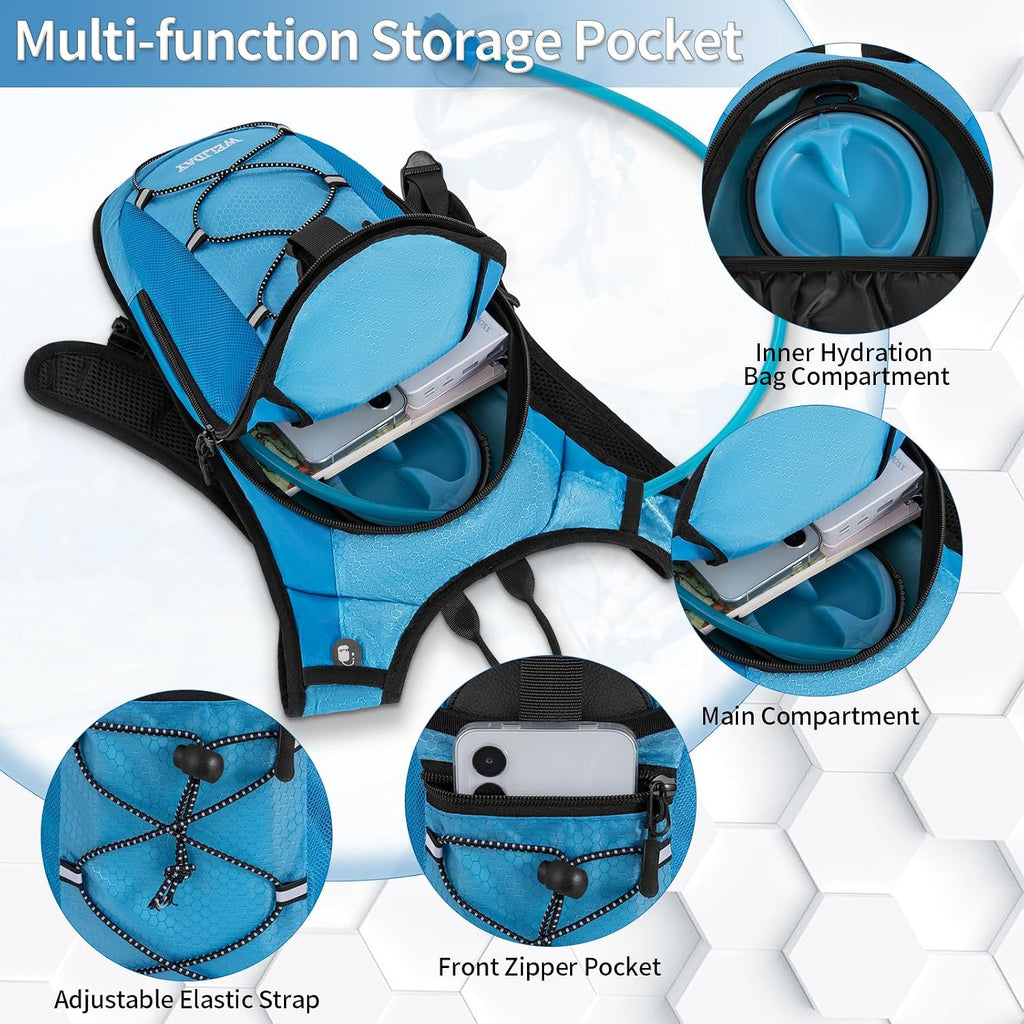 Hydration Backpack with Leak Proof Water Bladder, Lightweight Hydro Water Daypack for Rave, Cycling, Running, Hiking, Climbing
