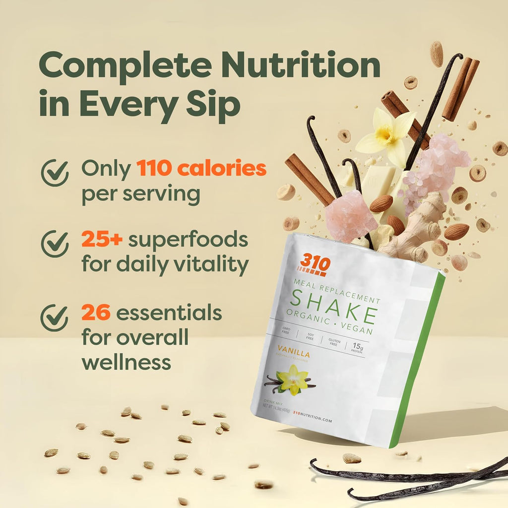 310 Nutrition Organic All-In-One Meal Replacement Shake Powder - Vanilla