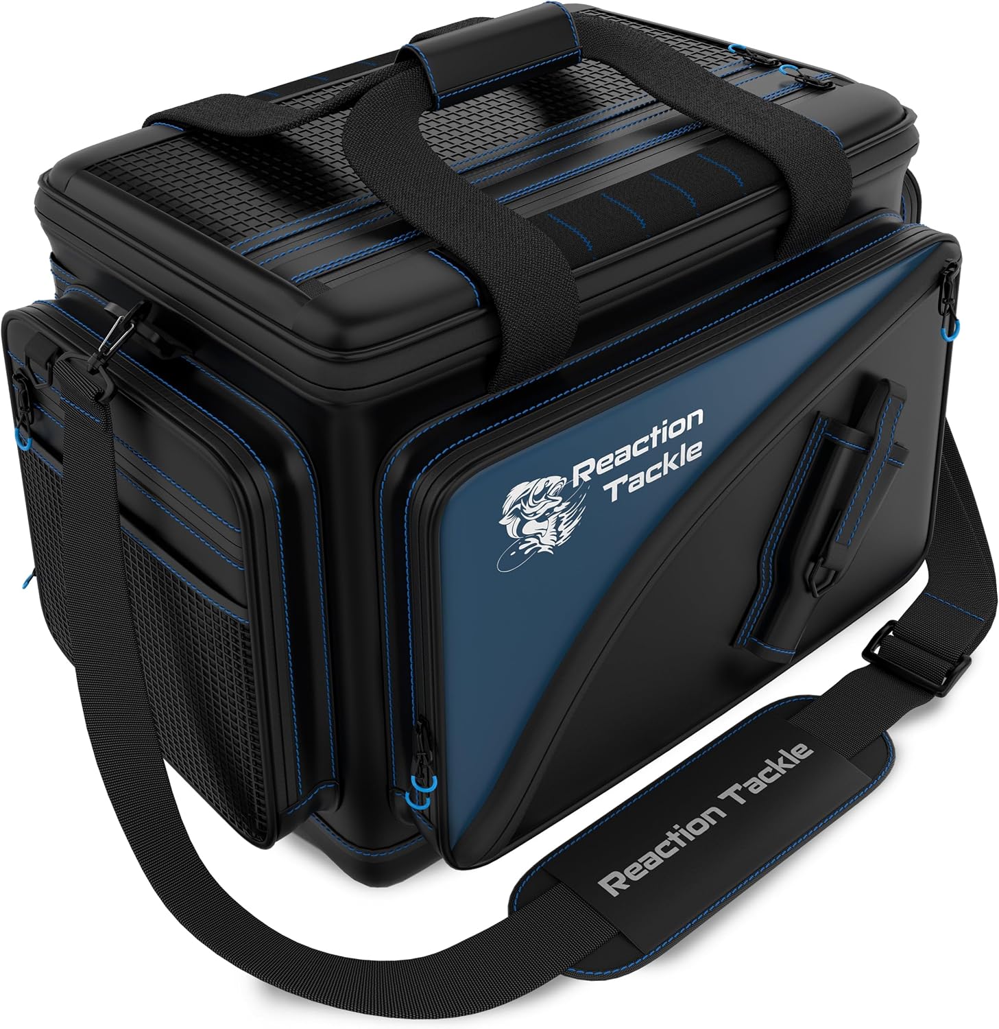 Reaction Tackle Saltwater Fishing Tackle Bags, Water Resistant 1000D PVC Tackle Box Bag with Removable Dividers, Fits 3600 and 3700 Trays, Medium