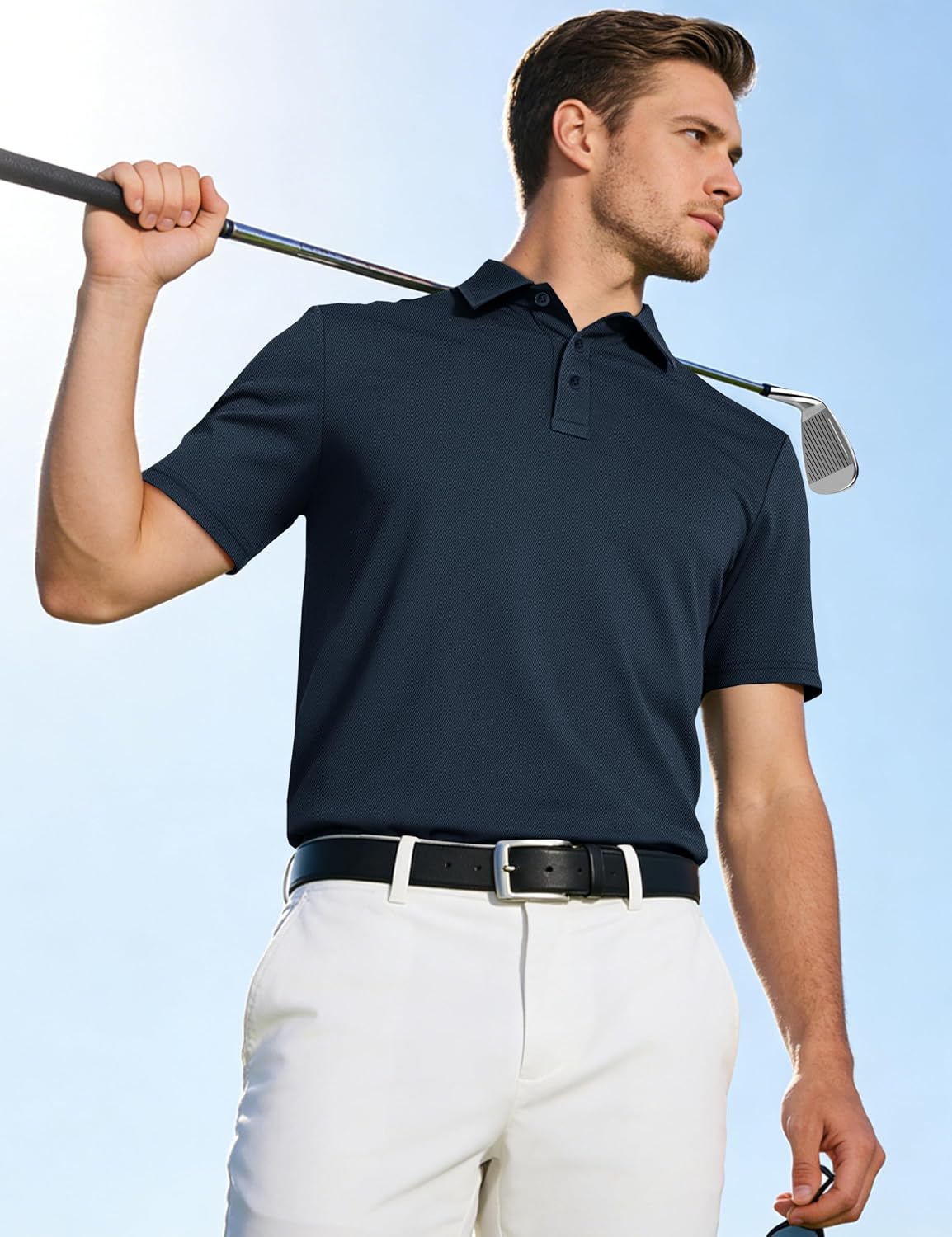 TACVASEN Men's Polo Shirts Short Sleeve Dry Fit Collared Golf Shirt