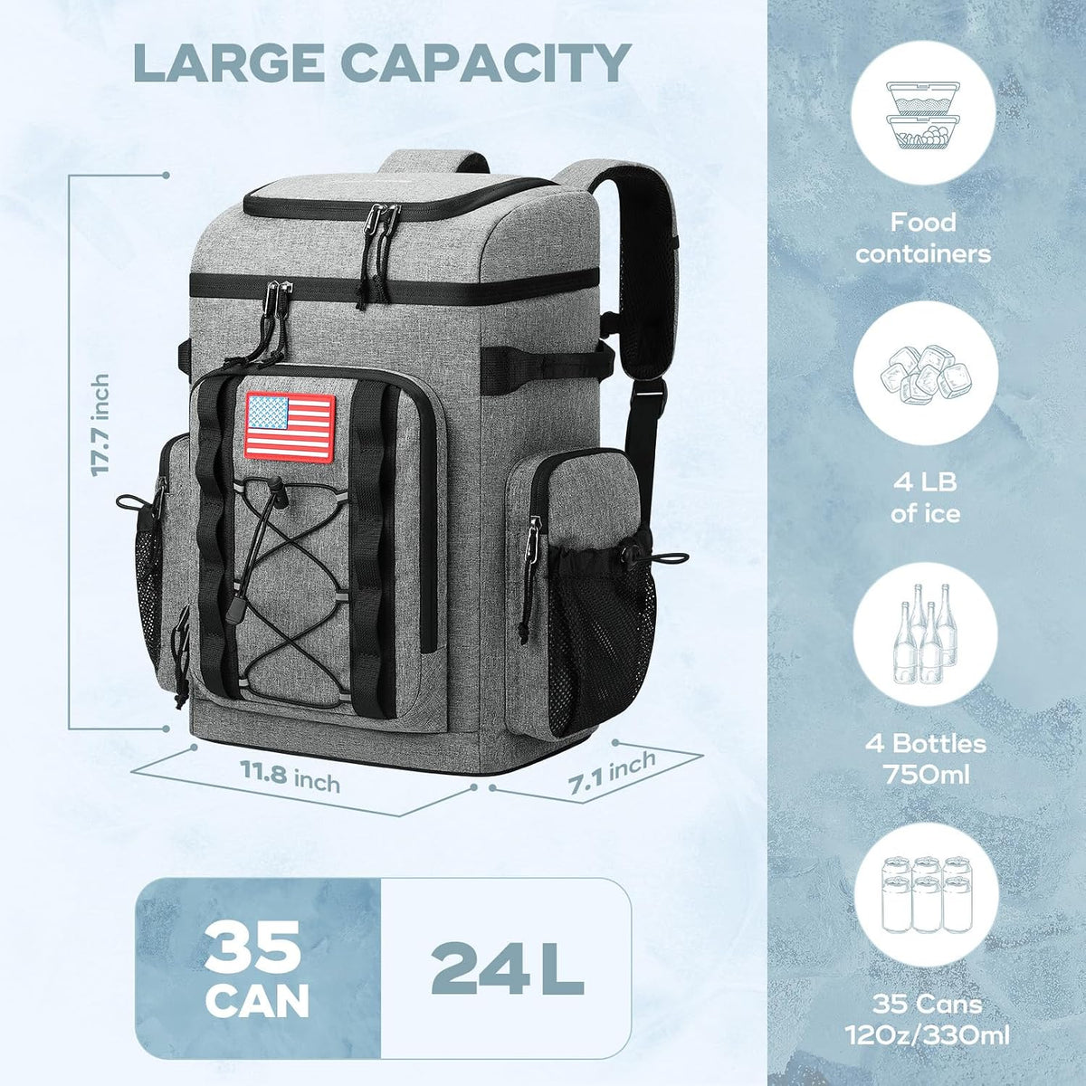 Maelstrom 35/50 Can Insulated Backpack Cooler, Leakproof Soft Lunch Ice Bag