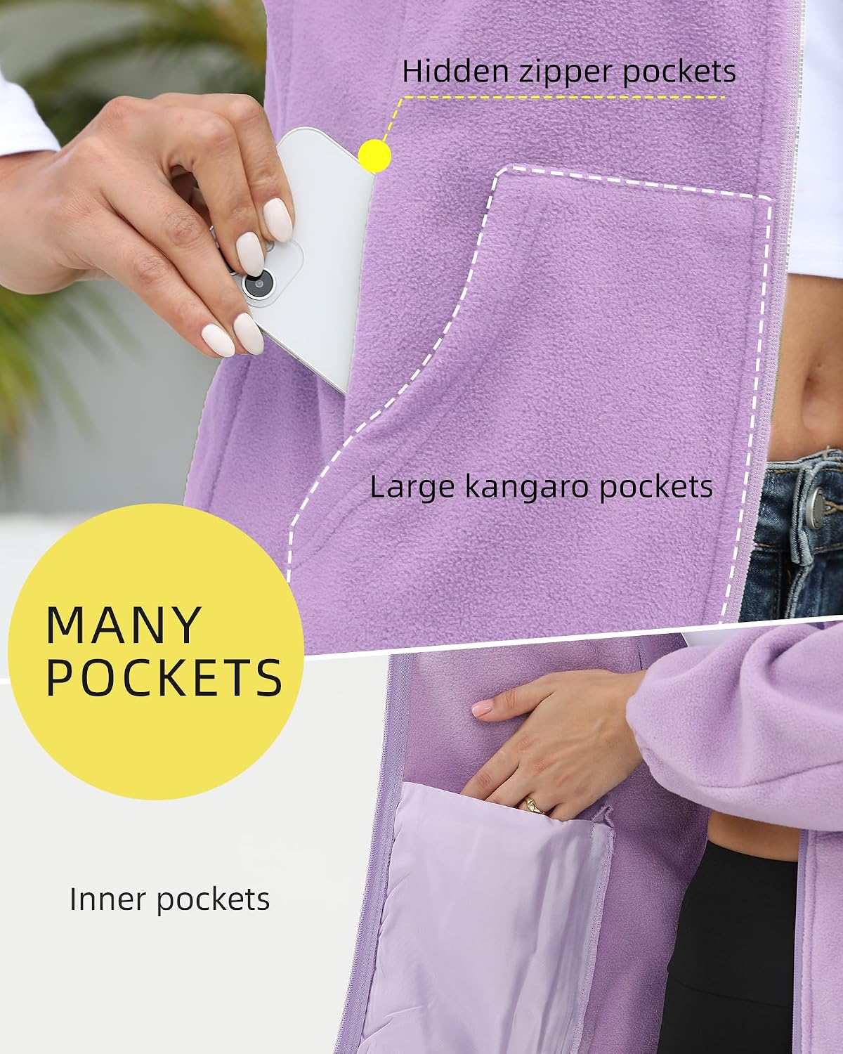 Argstar Women's Fleece Jacket 6 Pockets (XS-2XL)