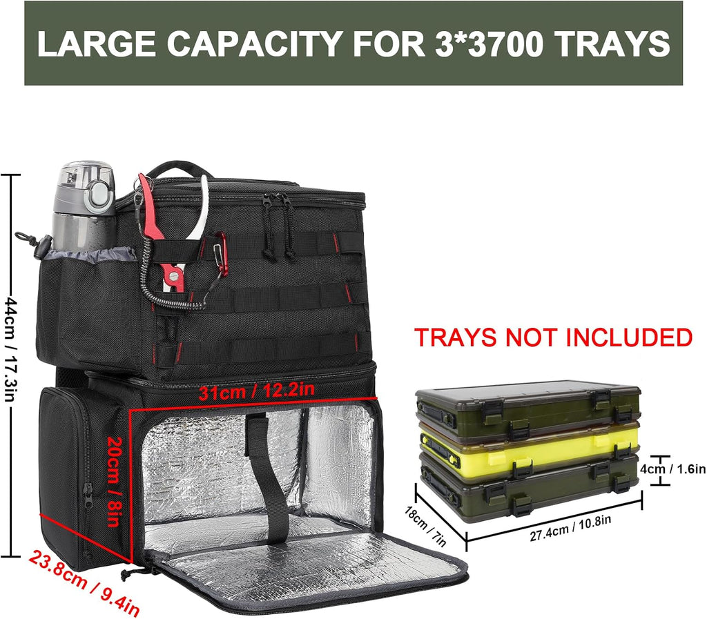 MATEIN Fishing Backpack, Tackle Storage Bag with Rod Holders & Cooler