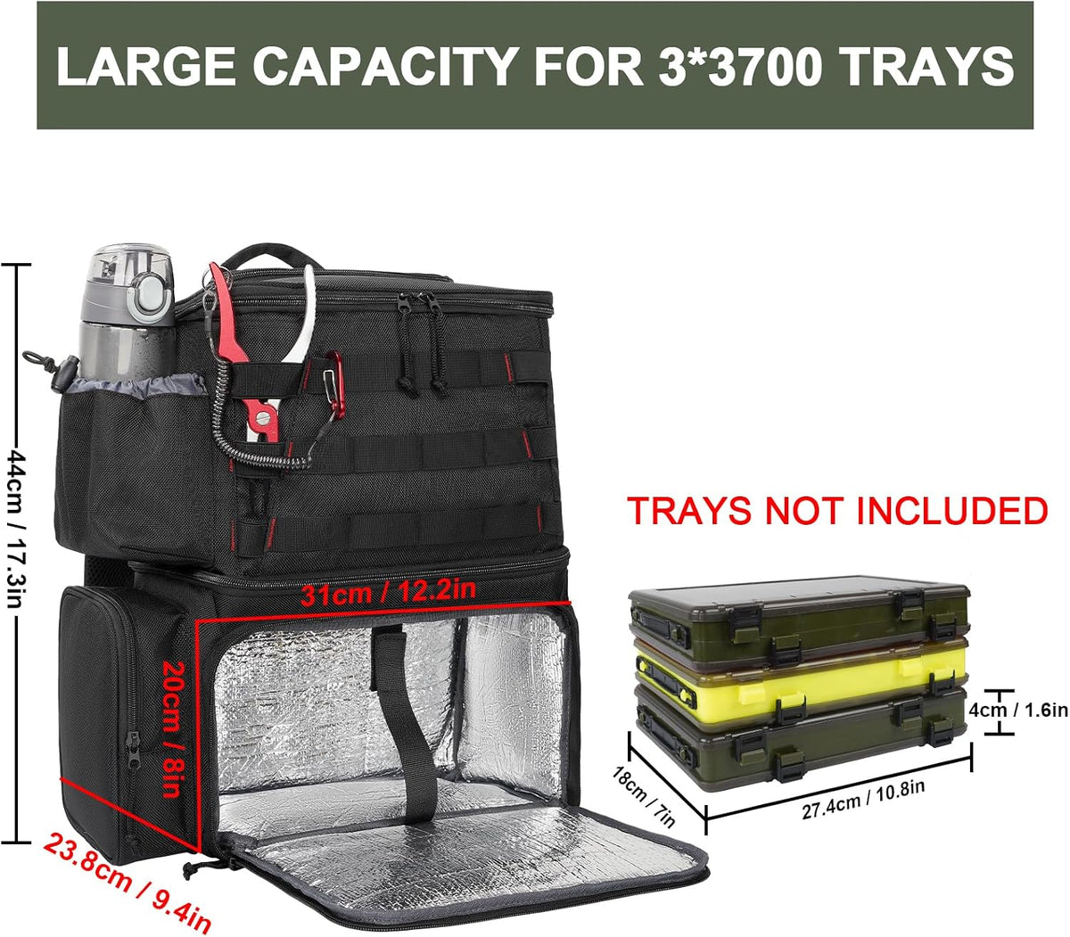 MATEIN Fishing Backpack, Tackle Storage Bag with Rod Holders & Cooler