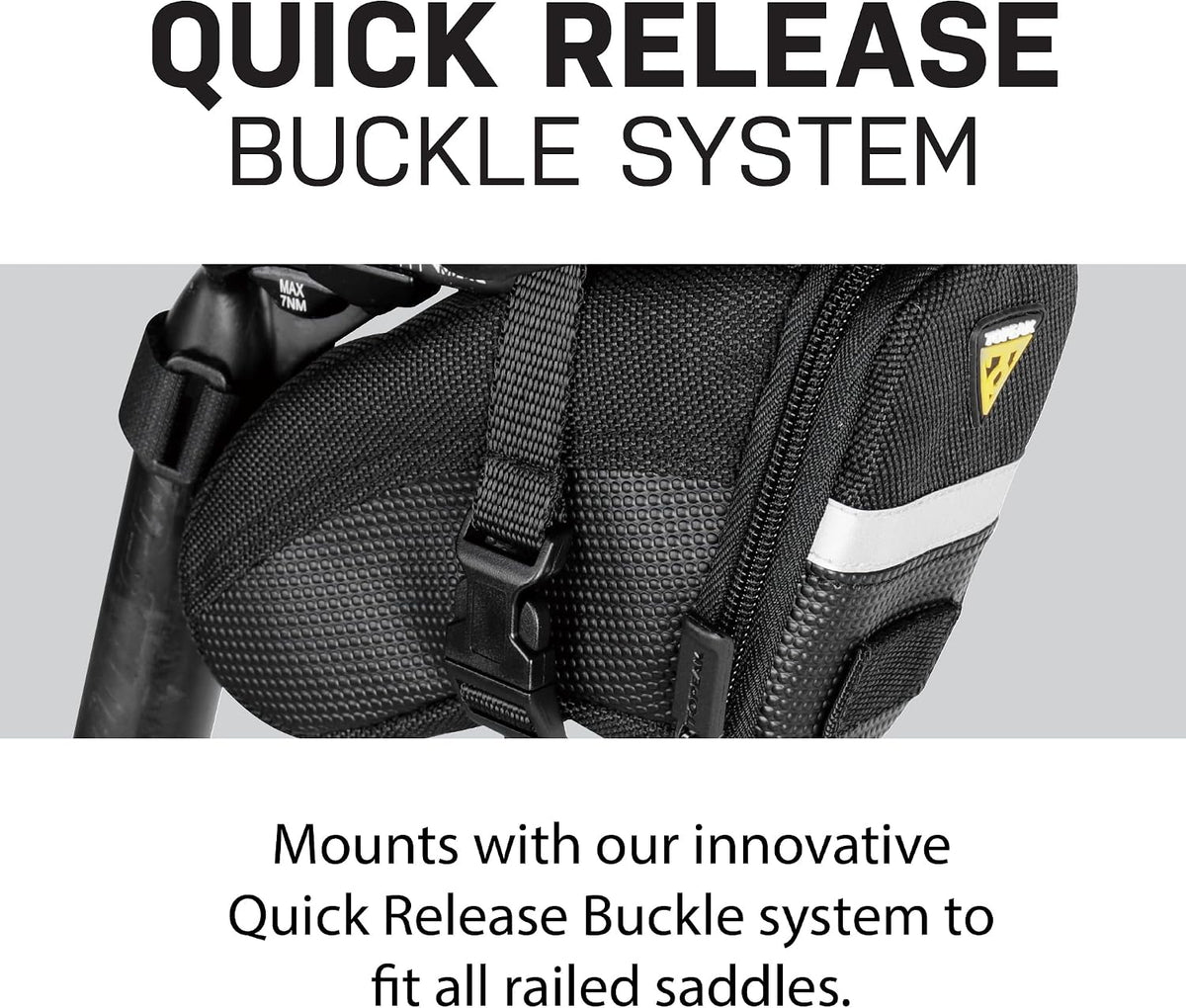 Topeak Aero Wedge Pack (Small, Strap Mount) – Aerodynamic Seat Bag for Tubes & Tools, Polyester, Reflective Trim, Quick-Release Strap System Fits All Railed Saddles, Durable Compact Cycling Storage