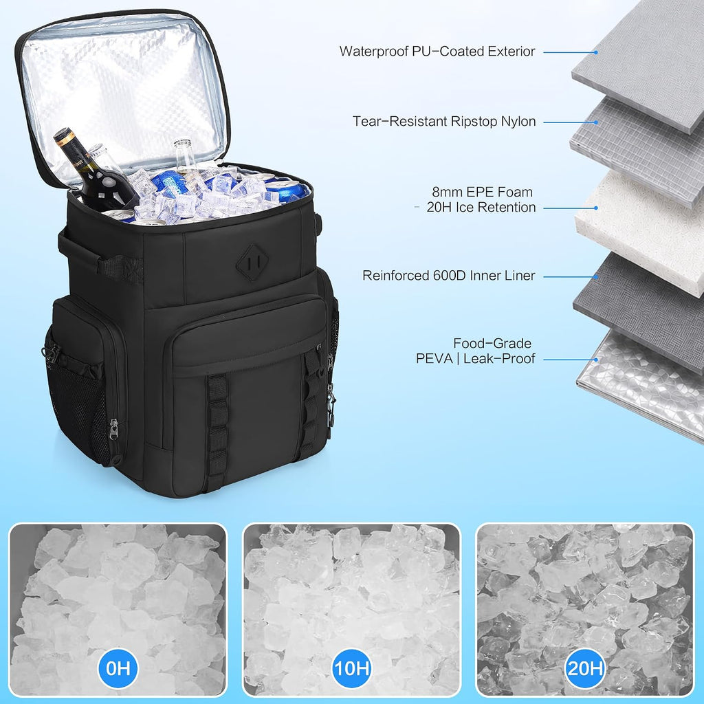 Large 60 Can Insulated Waterproof Leakproof Cooler Backpack