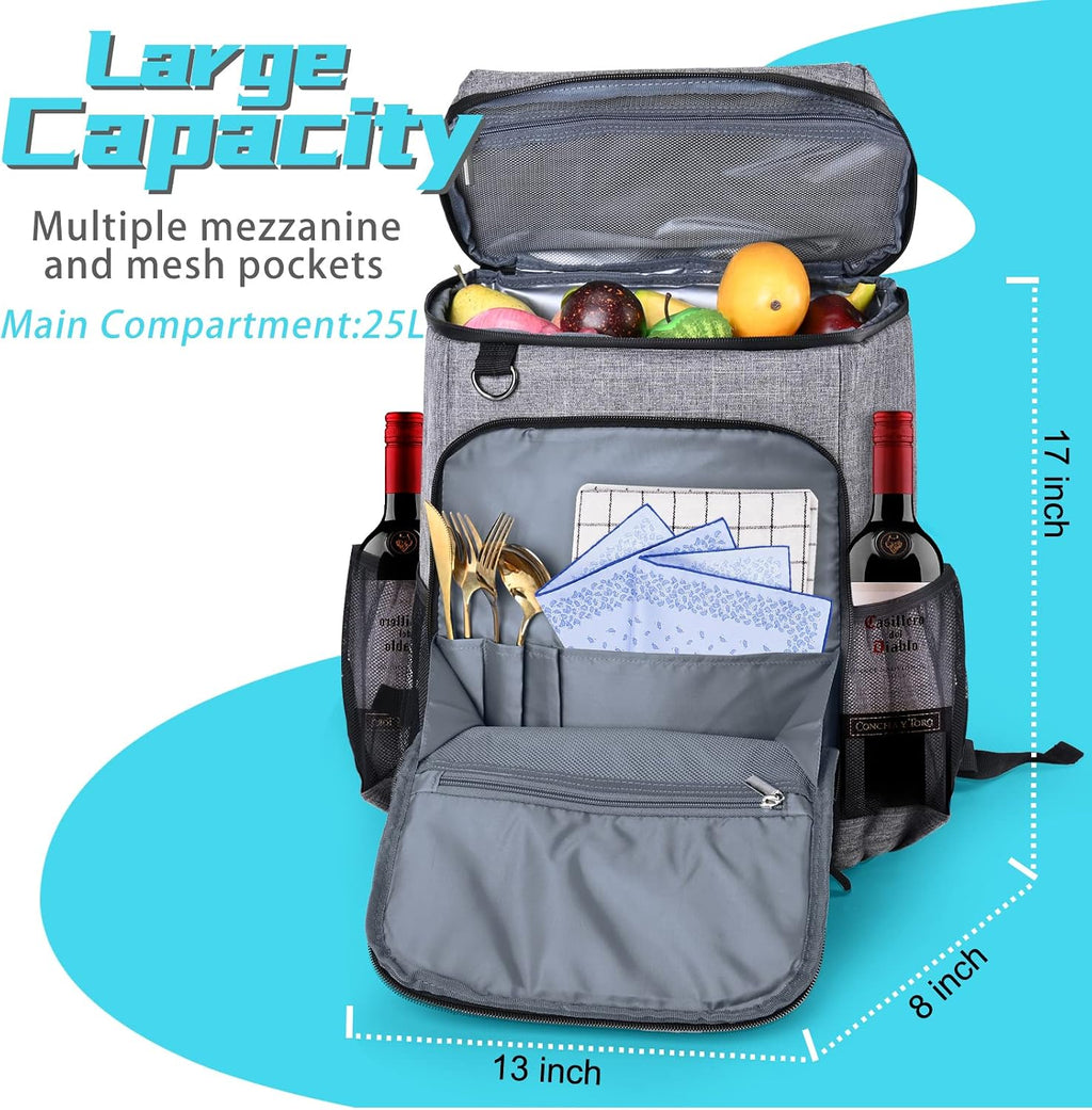BAGLHER Lightweight Insulated Cooler Backpack - 30 Cans, Leak-Proof for Lunch, Picnic, Hiking, Camping Trips