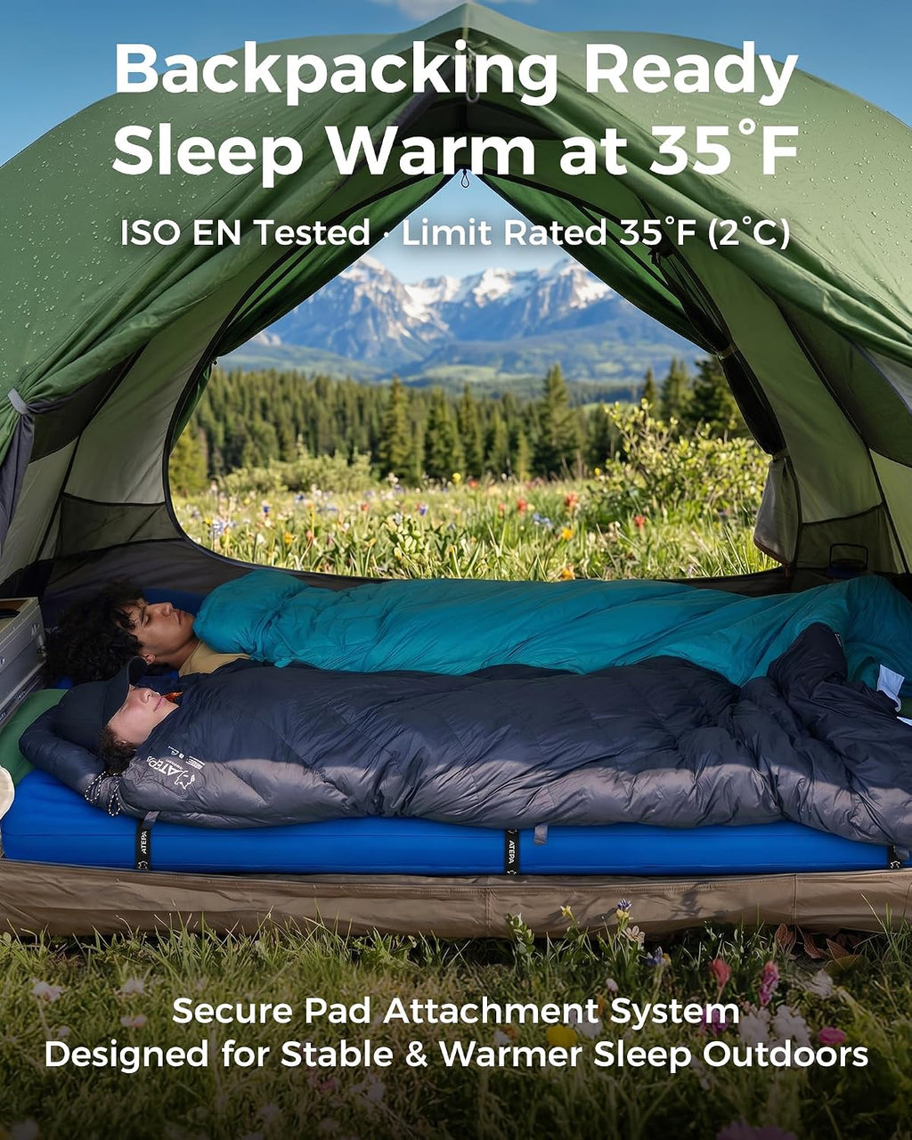 ATEPA 3-in-1 Hybrid Down Sleeping Bag, with Pad Attachment