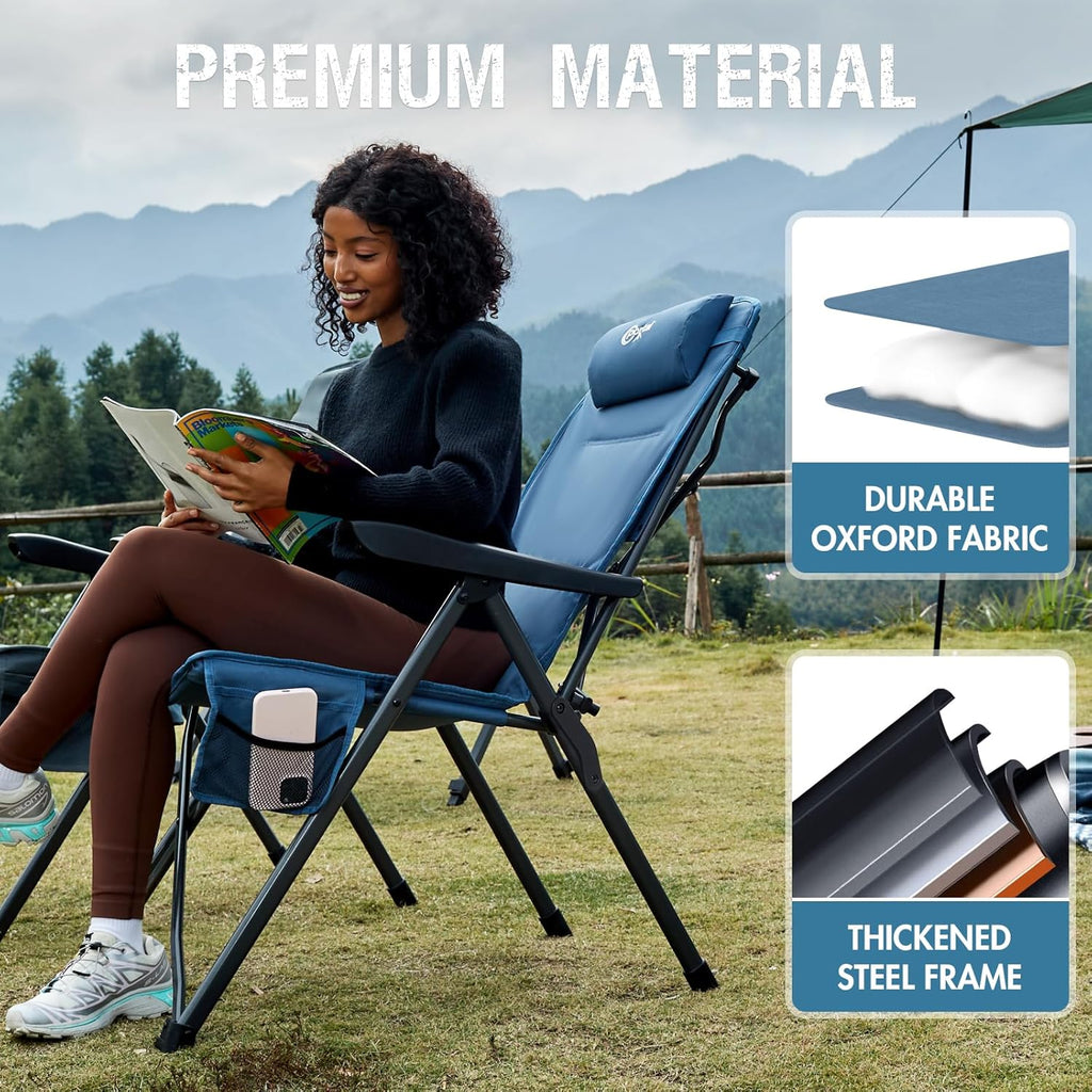 Portal Reclining Camping Chair with Adjustable Back, Blue