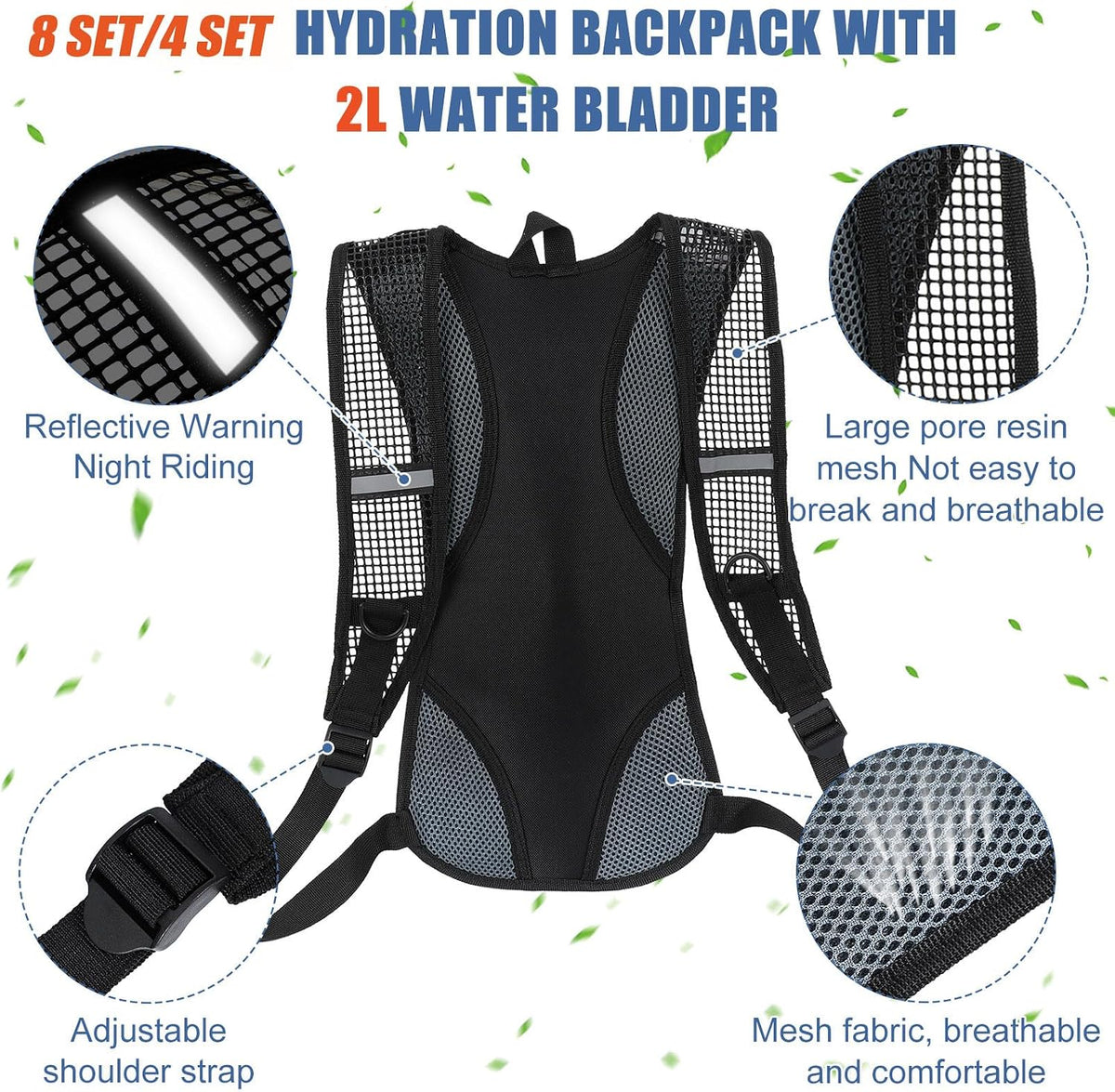 Chunful 2L Hydration Backpack Lightweight Water Bladder Pack