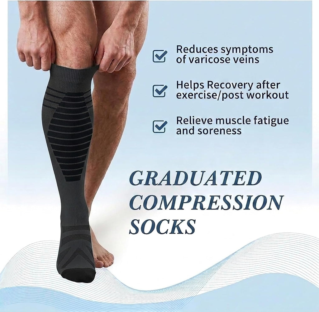 Sooverki Compression Socks for Women & Men 6 Pairs is Best Supportive Knee High Stockings for Circulation, Travel, Nurses