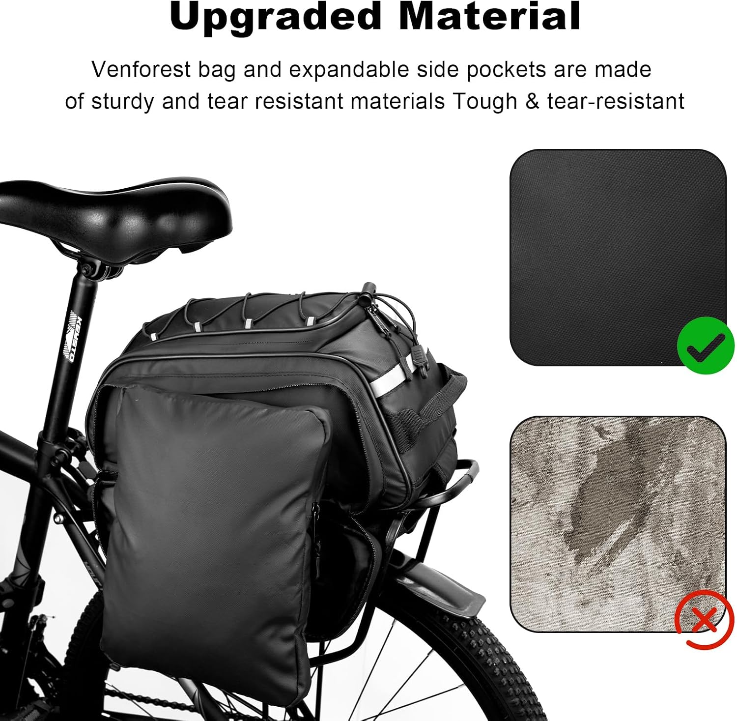 Bike Rear Rack Bag,20L PVC Waterproof Bike Trunk Bag for Road and Mountain Bikes,Multifunctional Bicycle Rear Seat Bag with Rain Cover Bike Saddle Bag for Cycling Trip (Black)